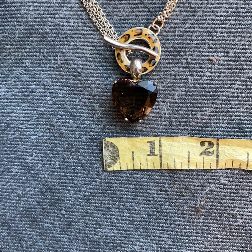 David Sigal Sterling &Smoky Quartz Heart Necklace - Picture 3 of 8